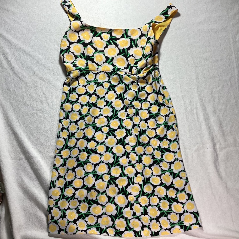 Diane von Furstenberg  Floral Daisy Mini Shift Dress Yellow Black 0